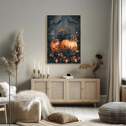 Halloween Pumpkin Bats: Abstract, Artistic, or Pop Culture Poster
