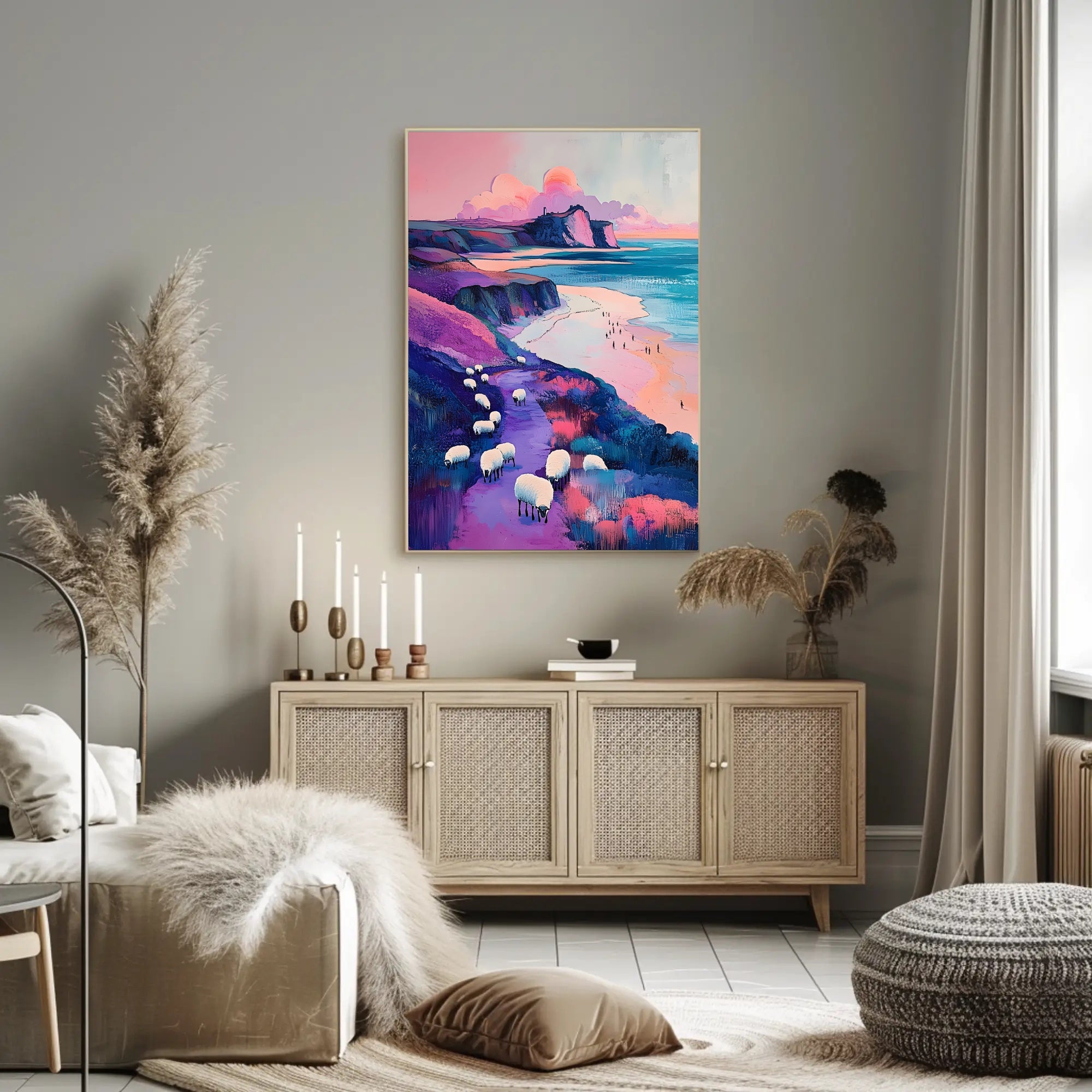 Pastel Coastline Poster Minimalist Coastal Wall Art