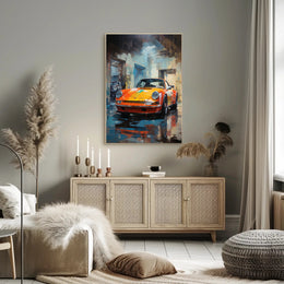 Vibrant Classic Car In Urban Garage Poster PosterGoat