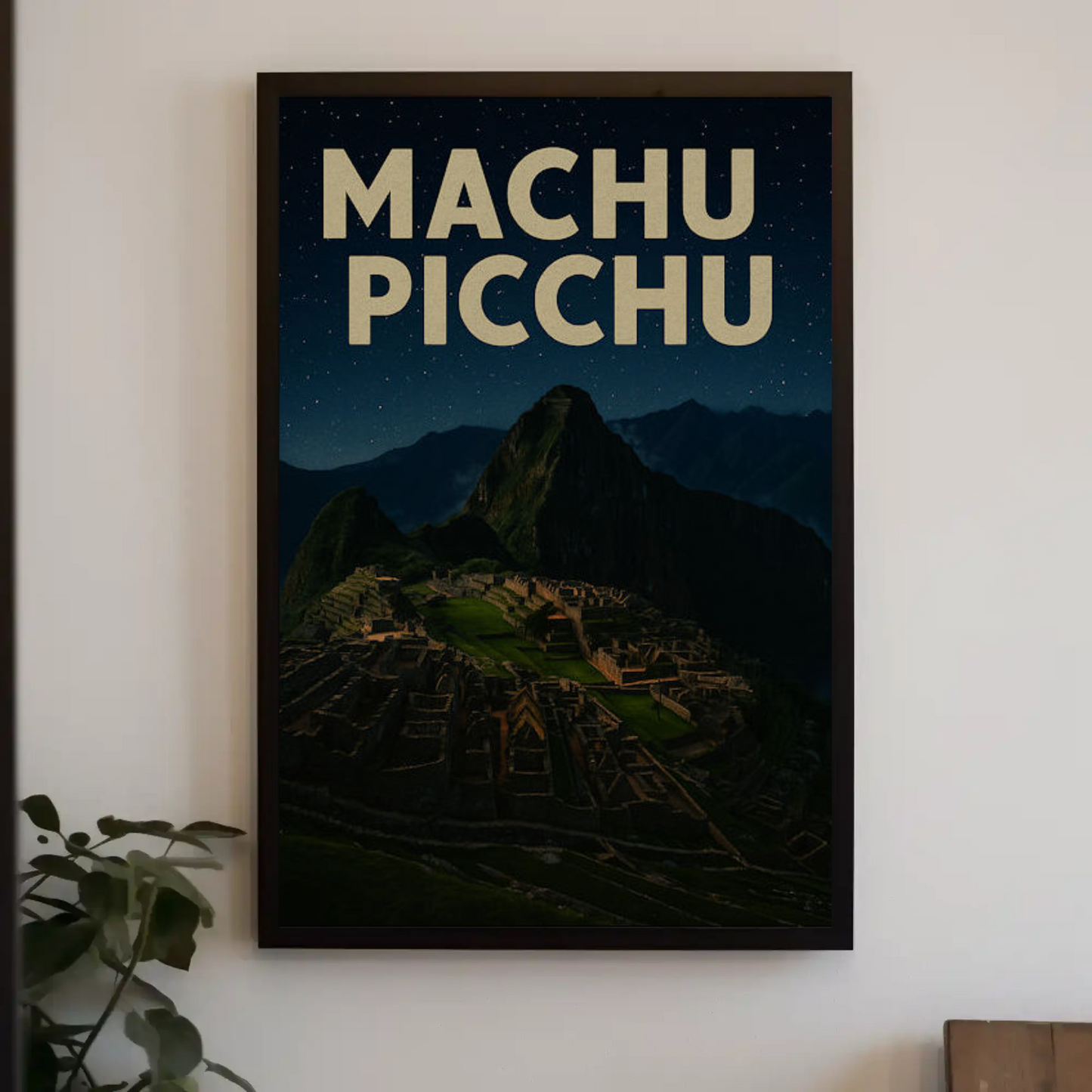 Machu Picchu Peru Night Sky Ancient Ruins Poster