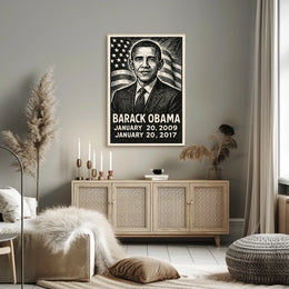 Barack Obama 44th President of the United States B & W Comic Sketch Poster