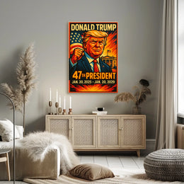 Donald Trump Rising Horizon Patriotic Dawn Sunrise Eagle Imagery Digital Painting Cinematic Poster