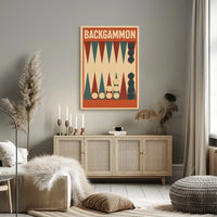 Backgammon Vintage Style Board Game Art Poster