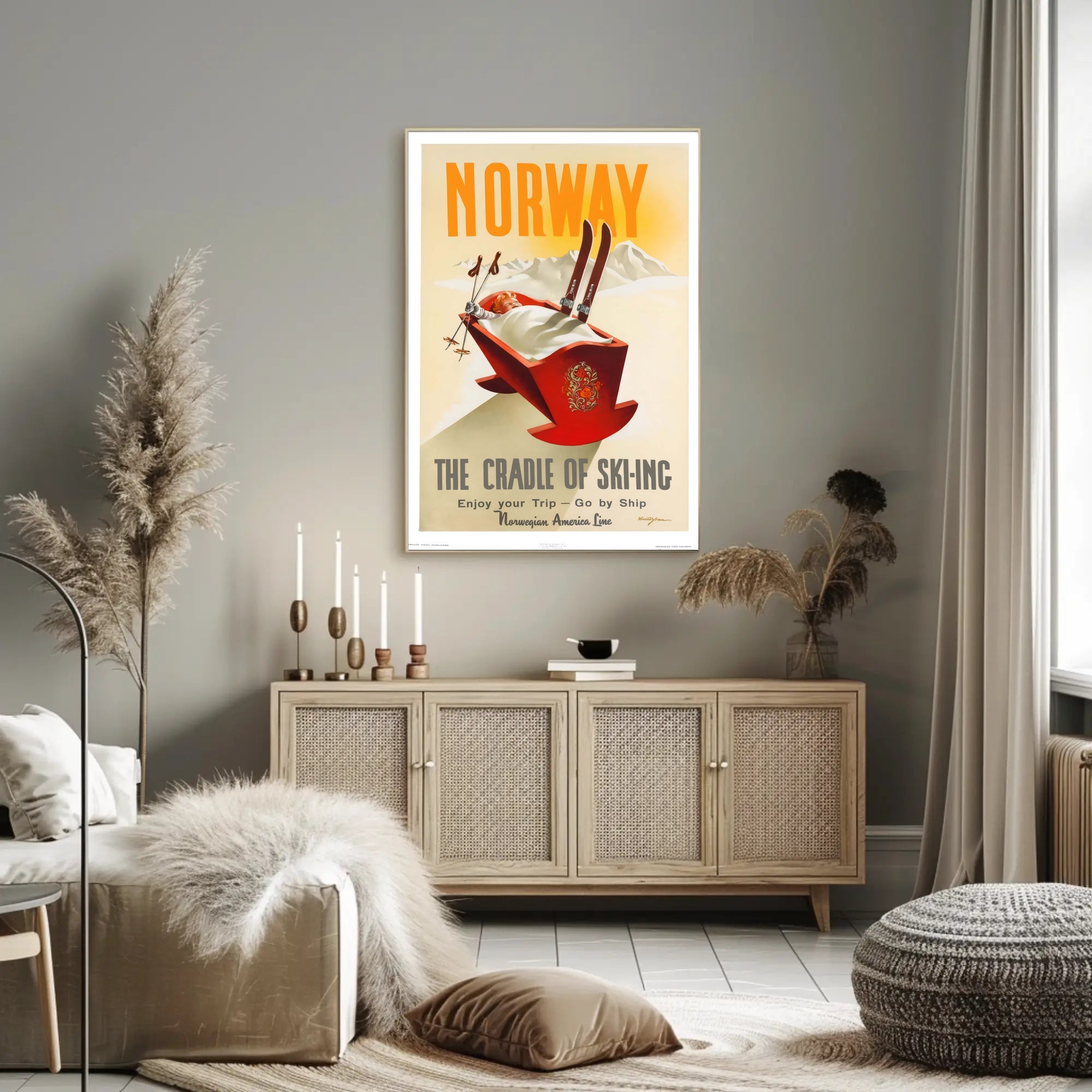 Norway Ski Adventure Vintage Travel Poster PosterGoat