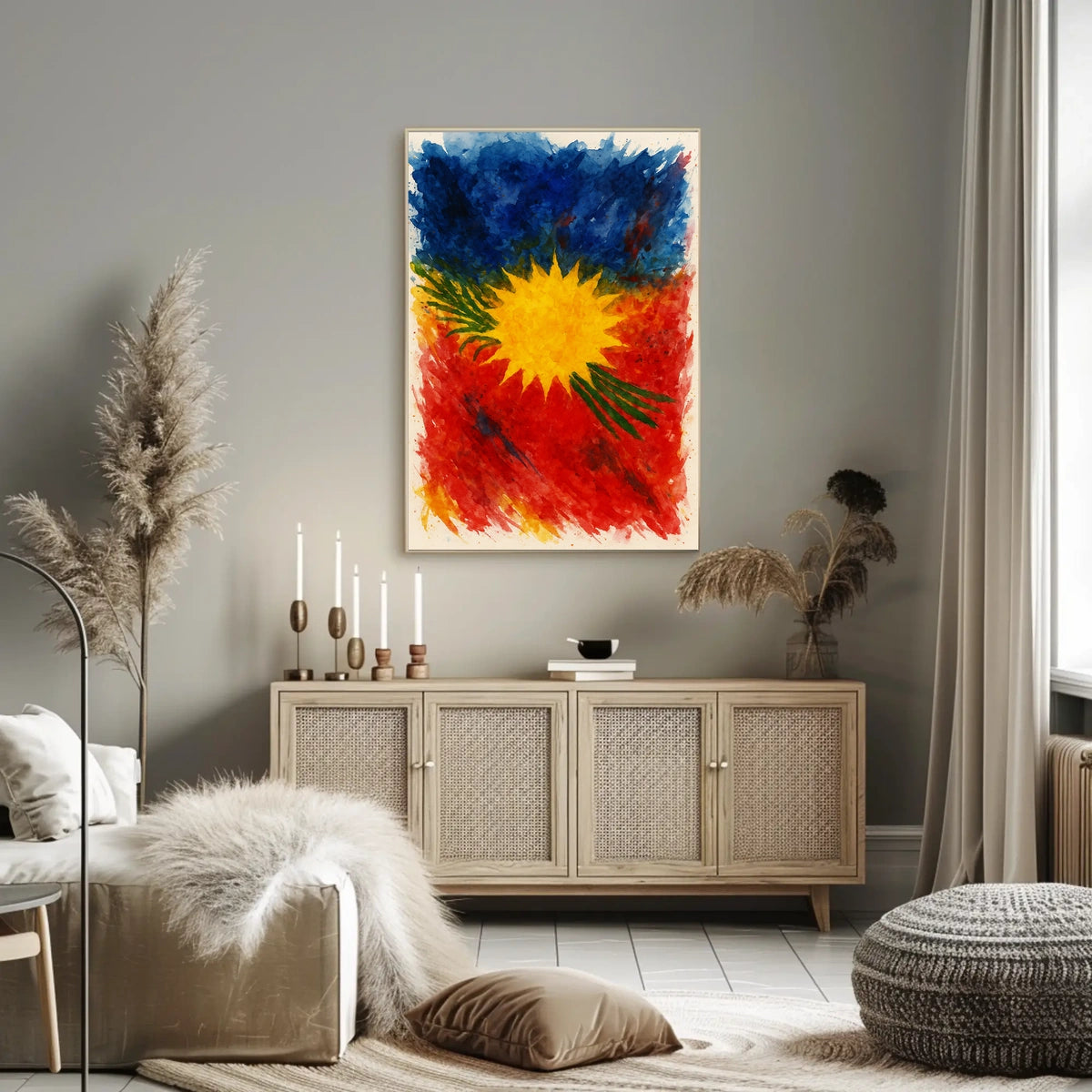 Vibrant Abstract Sunburst Abstract Poster