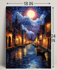 Moonlit Venice Canal Poster