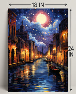 Moonlit Venice Canal Poster