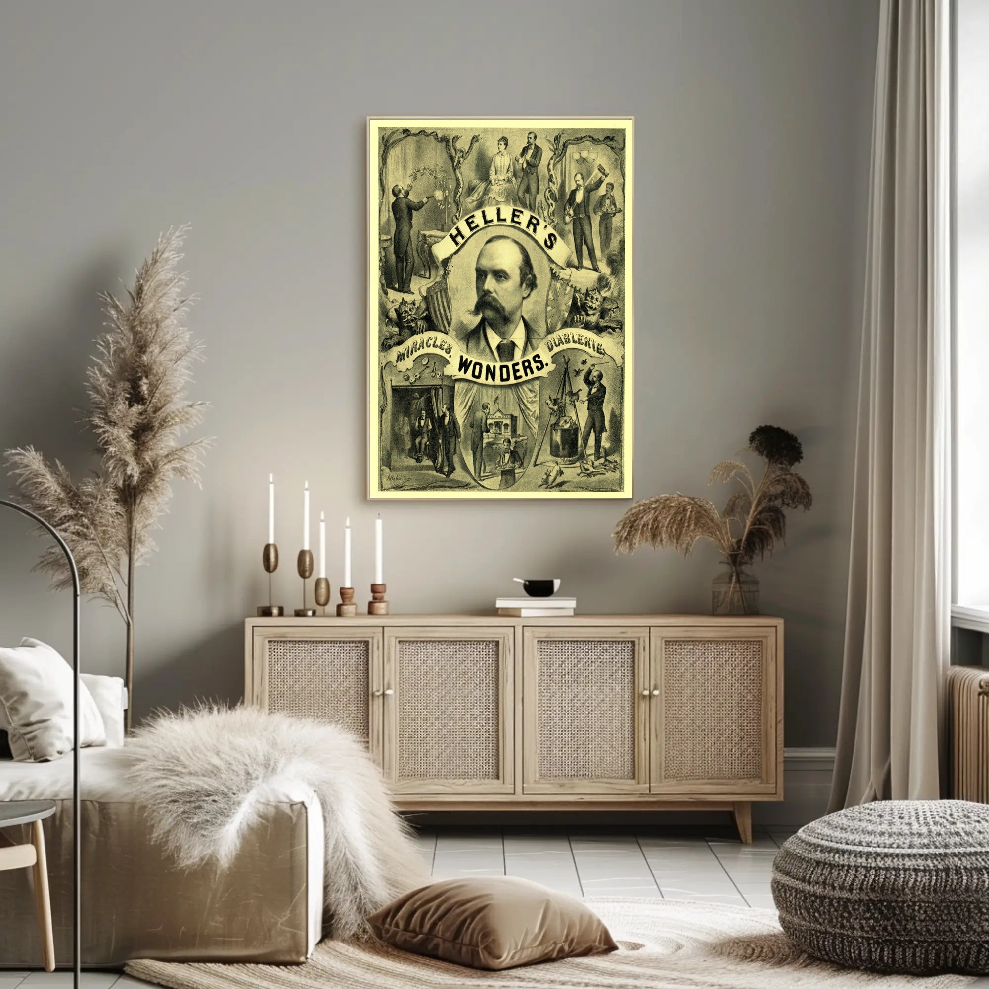 Heller's Wonders Vintage Magic Illusion Cultural Heritage Poster