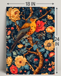 Bird and Flower Botanical Art Print - Animal Poster