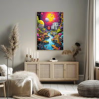 Futuristic Alien Landscape in Vibrant Colors Sci-Fi Poster