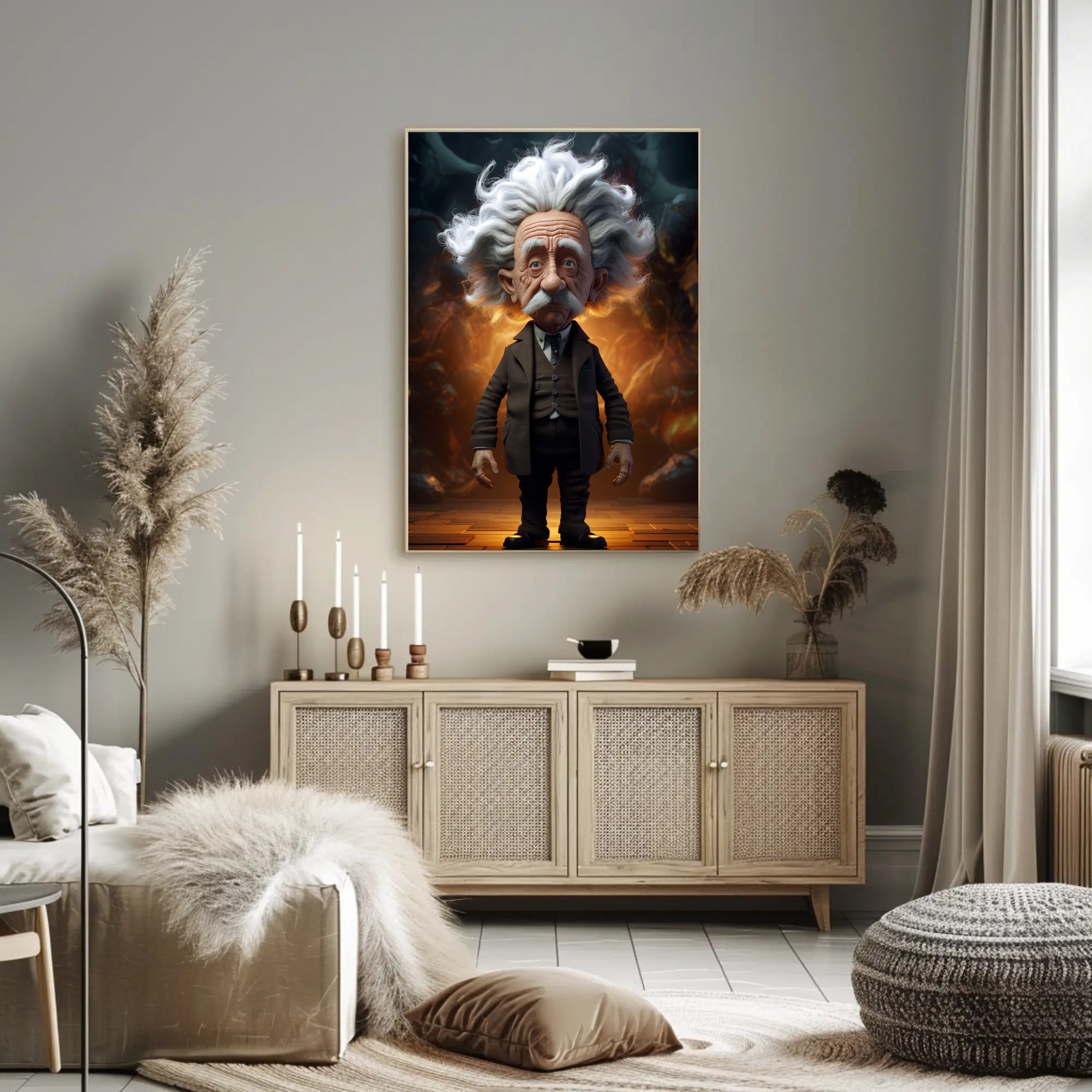 Exaggerated Scientific Genius in Fantasy World - Pop Culture Poster
