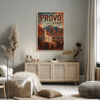 Provo Cityscape Retro Lithograph Collectors Poster