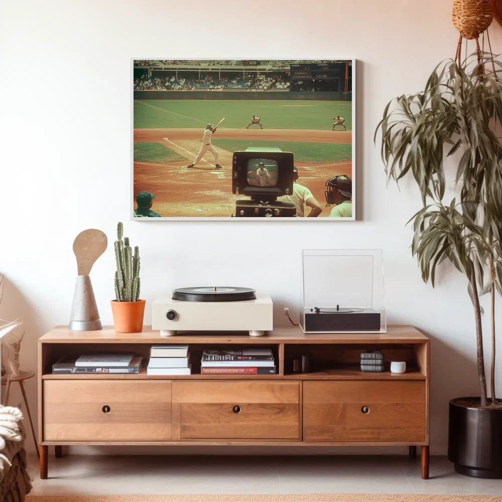 Vintage Baseball Game Nostalgia Poster Mid-Century Style