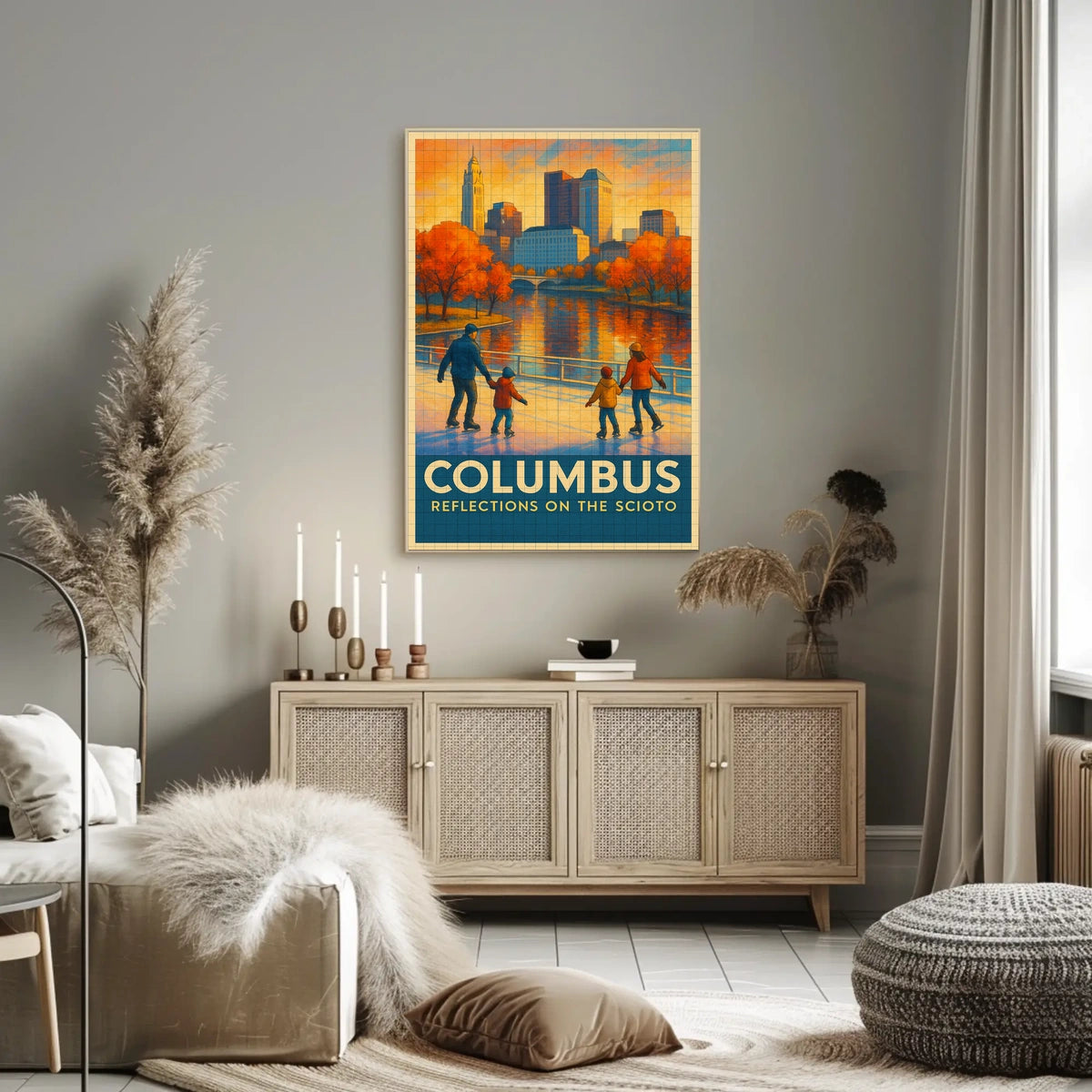 Columbus Reflections On The Scioto Poster