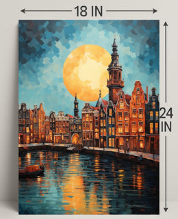 Moonlit Canals Poster