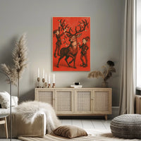 Festive Reindeer And Elves Poster