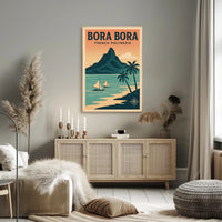 Bora Bora Vintage Travel Art, Tropical Paradise Travel Poster PosterGoat