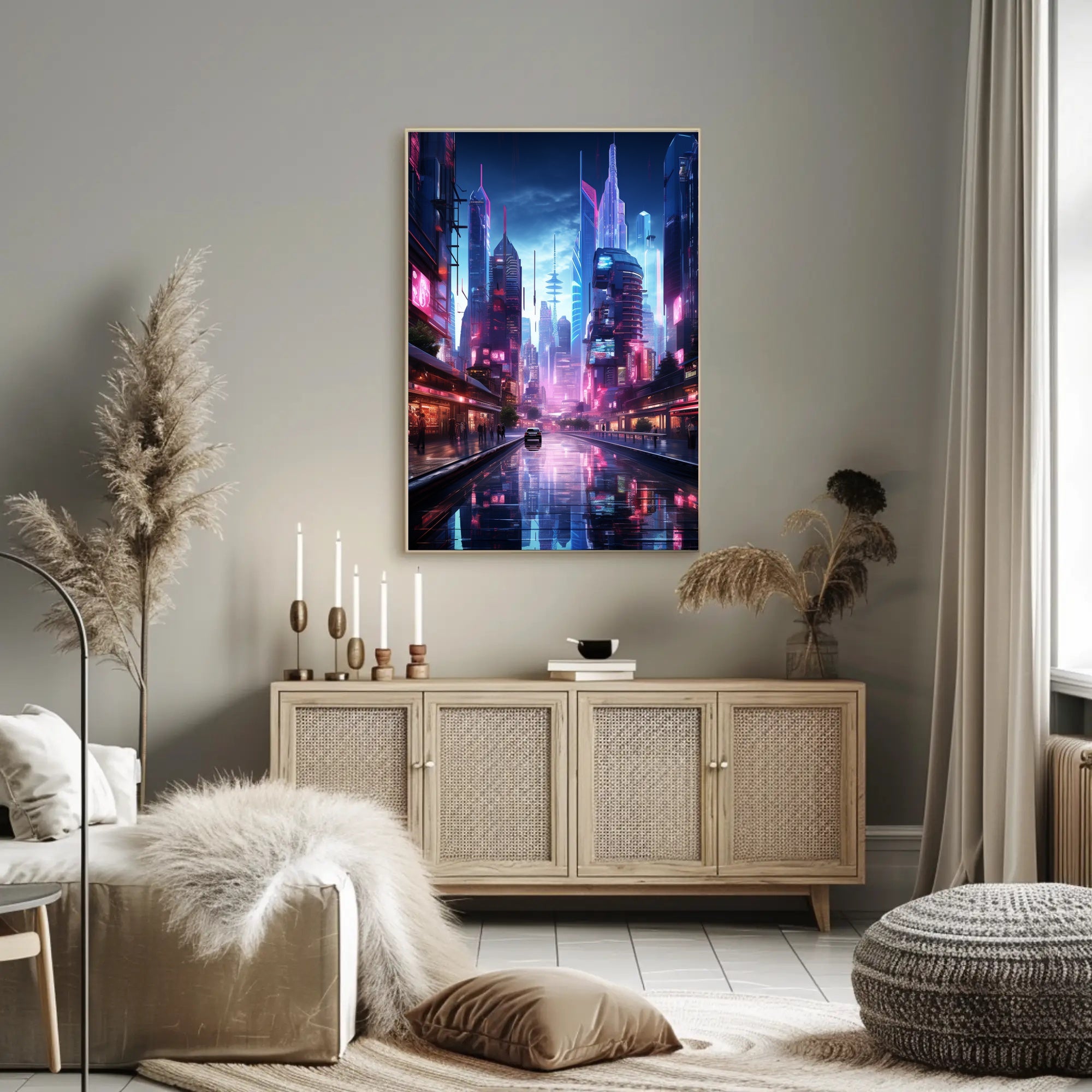 Neon Cityscape Poster