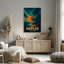 Naples Florida Sunset Vibes Poster Wall Art 18x24 Inches