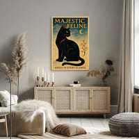 Elegant Black Cat Vintage Artistry Animal Poster