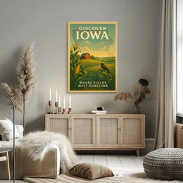 Iowa's Scenic Beauty Illustrated Travel Poster