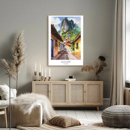 Guatapé Village Watercolor Travel Poster PosterGoat