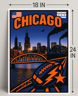 Chicago Skyline and Symbols Poster PosterGoat