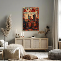 Raleigh Urban Heritage Vintage Travel Lithograph Poster