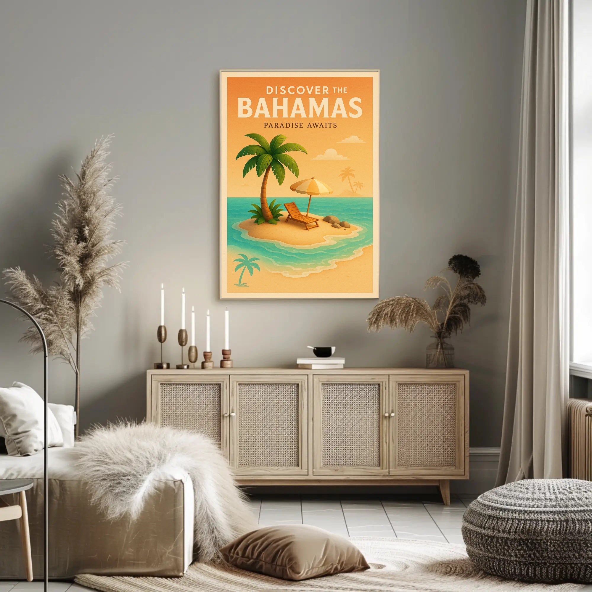 Bahamas Tropical Paradise Vintage Travel Poster