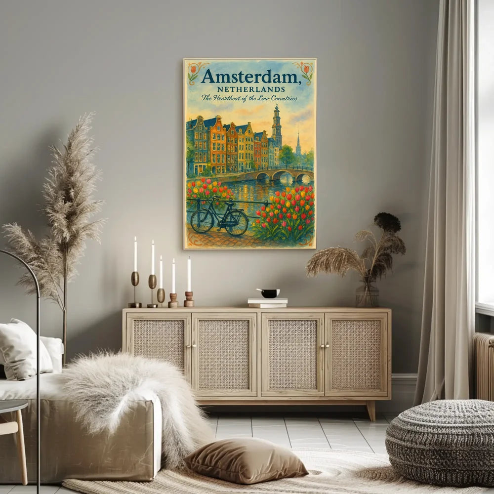 Amsterdam Heartheat Travel Poster