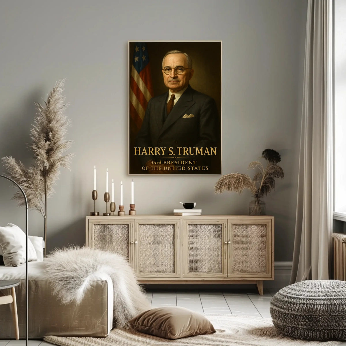 Harry S. Truman Portrait, Dignified Historical or Presidential Poster