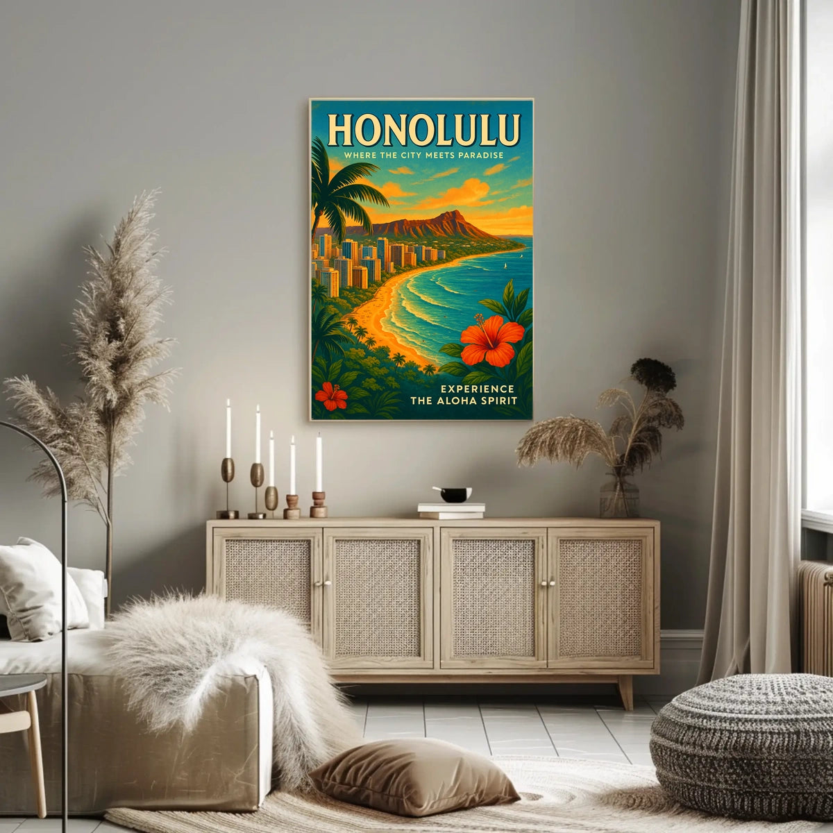 Honolulu Vintage Travel Poster Urban Meets Paradise