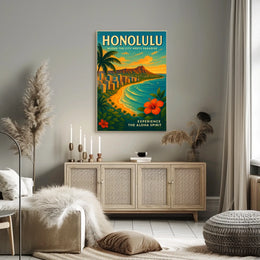 Honolulu Vintage Travel Poster Urban Meets Paradise