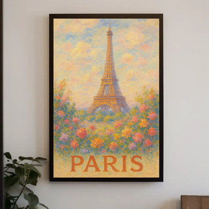 Paris Eiffel Tower Floral Pastel Art Poster Poster