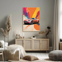 Luxury Sports Car Vibrant Abstract, Artistic, or Pop Culture Poster