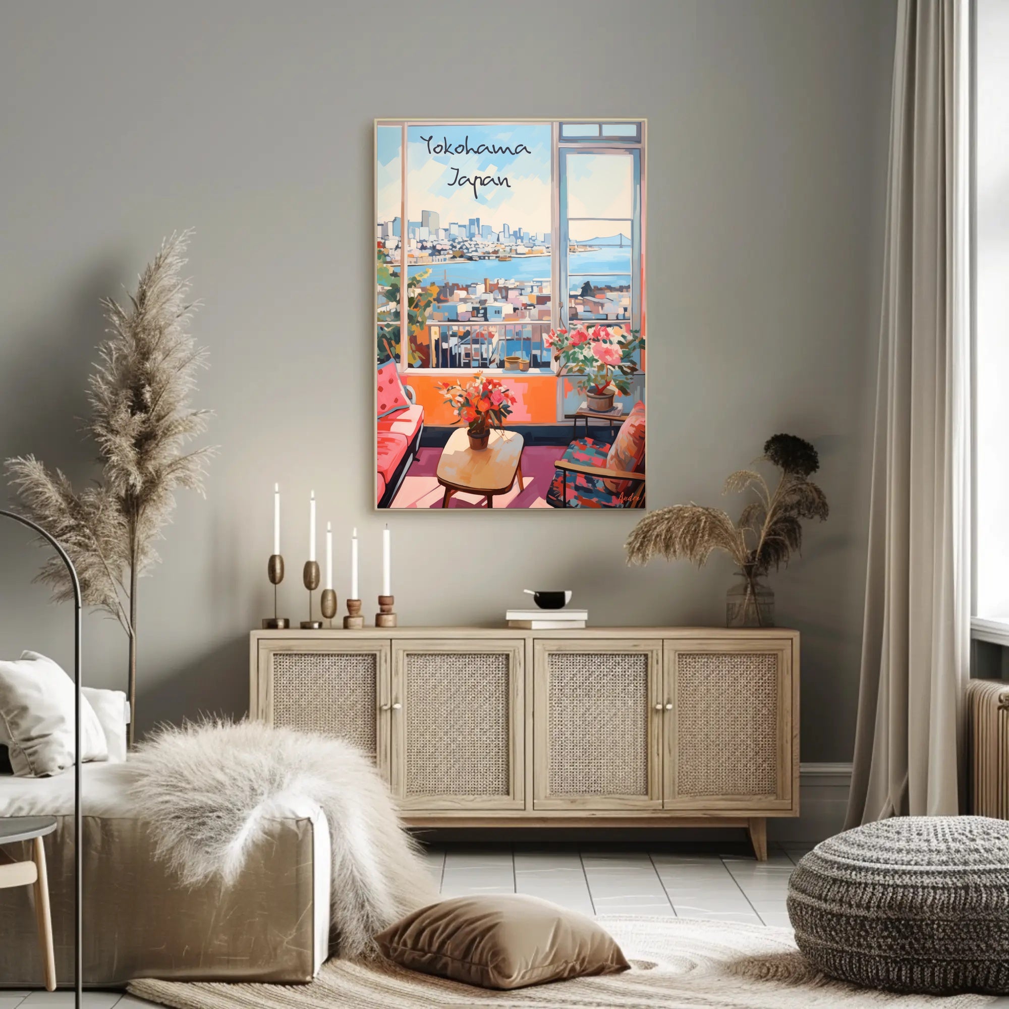 Scenic Yokohama Interior View Modern Urban Cityscape Poster