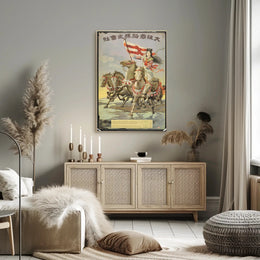 Gallant Rider with Flag Poster PosterGoat
