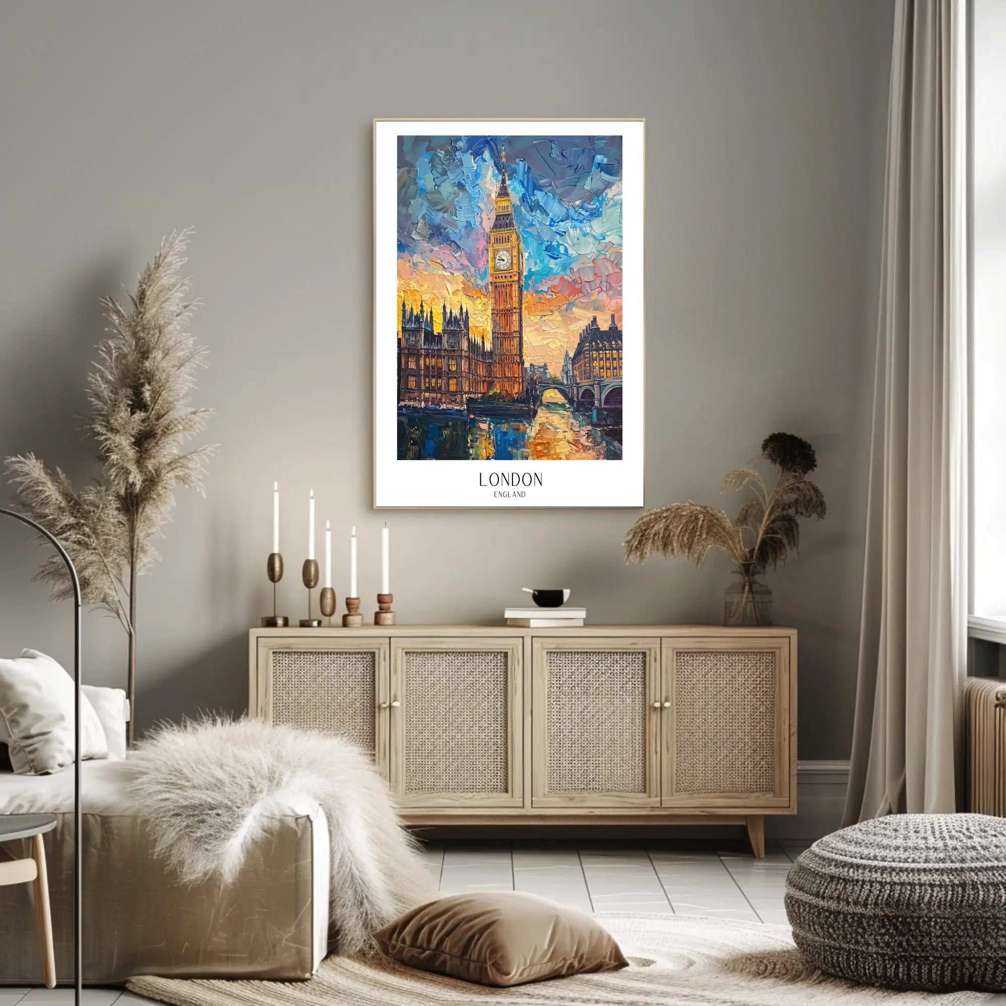 London Sunset Cityscape with Big Ben Urban or Cityscape Poster PosterGoat