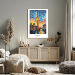 London Sunset Cityscape with Big Ben Urban or Cityscape Poster PosterGoat