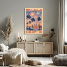 Miami Beach Celebration: Vibrant Urban or Cityscape Poster