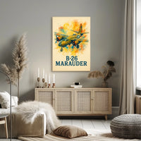 B-26 Marauder WWII Patriotic Watercolor Art Poster