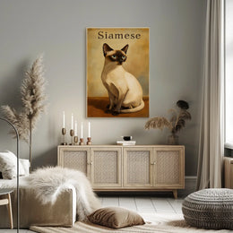 Siamese Cat Digital Painting Wall Decor Art Print Poster