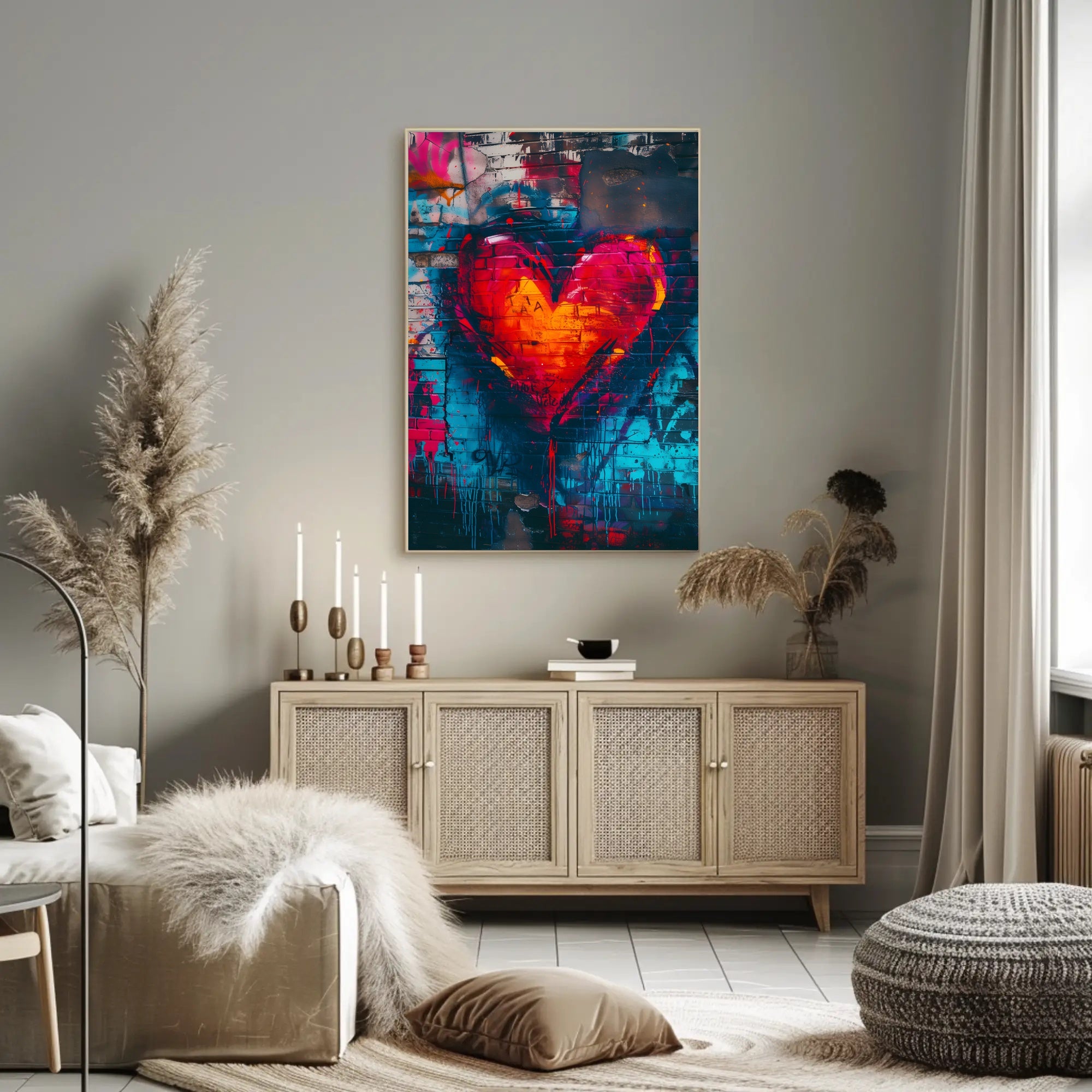Heart Graffiti Art Poster for Urban Decor