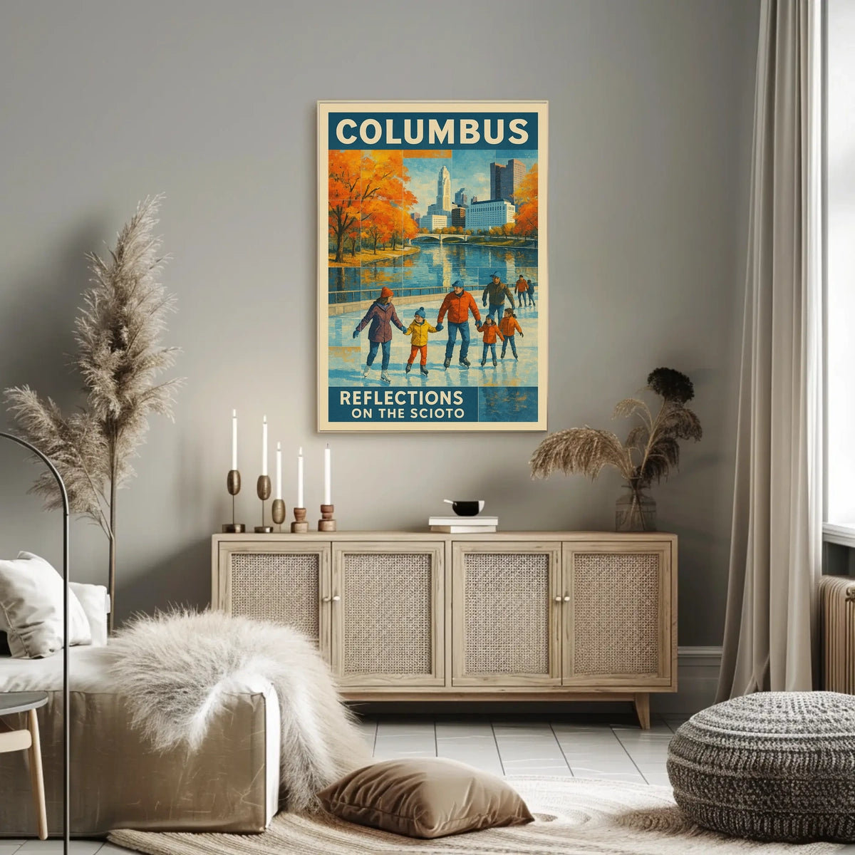 Columbus Reflections On The Scioto Poster