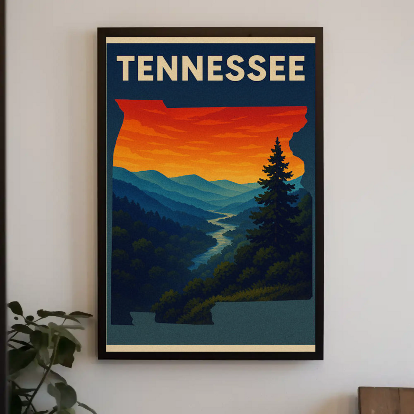 Tennessee Smoky Mountains River Sunset Travel Poster
