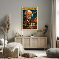 Albert Einstein Theory Relativity Vintage Portrait Educational Wall Art Iconic Timeless Poster