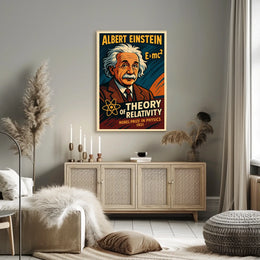 Albert Einstein Theory Relativity Vintage Portrait Educational Wall Art Iconic Timeless Poster