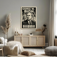 George W. Bush 43rd President of the United States B & W Comic Sketch Poster