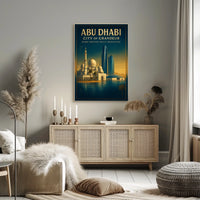 Abu Dhabi's Iconic Landmarks in Urban Cityscape Poster