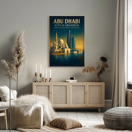 Abu Dhabi's Iconic Landmarks in Urban Cityscape Poster